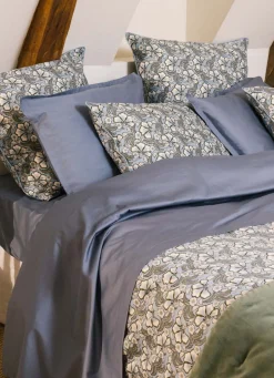 Hot Bouchara HOUSSE DE COUETTE EN SATIN IMPRIMÉ FLORAL SOLENE BLEU