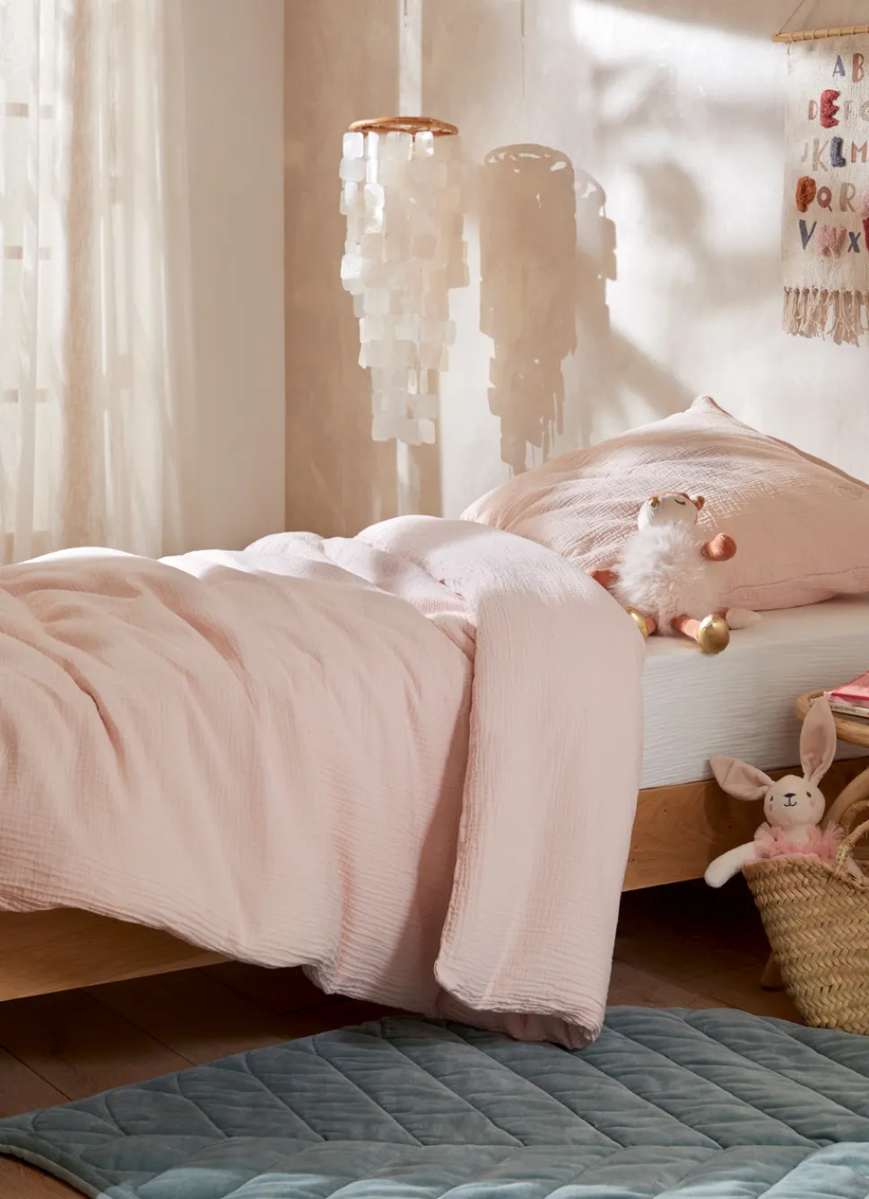 Sale Bouchara HOUSSE DE COUETTE ENFANT EN GAZE DE COTON ROSE