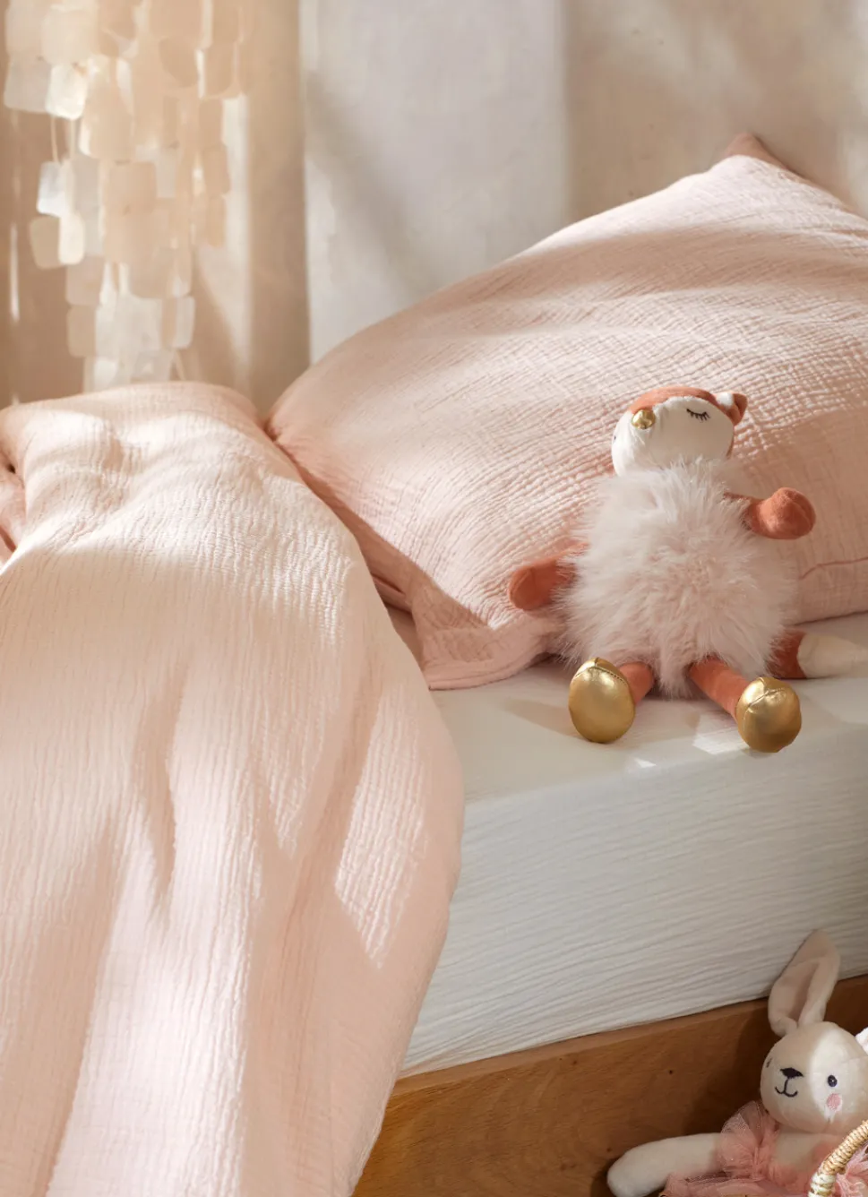 Sale Bouchara HOUSSE DE COUETTE ENFANT EN GAZE DE COTON ROSE