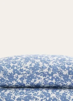 Sale Bouchara HOUSSE DE COUETTE FLEURIE EN COTON BCI Bleu GRISE