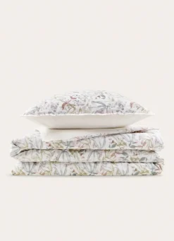 Best Bouchara HOUSSE DE COUETTE IMPRIMÉE FLEURI EN COTON LAVÉ LILAS