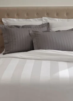 New Bouchara HOUSSE DE COUETTE RAYÉE EN SATIN DE COTON BLANC