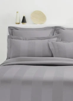 New Bouchara HOUSSE DE COUETTE RAYÉE EN SATIN DE COTON GRIS FONCE