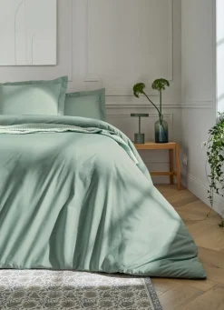 Online Bouchara HOUSSE DE COUETTE UNIE EN PERCALE DE COTON VERT DE GRIS