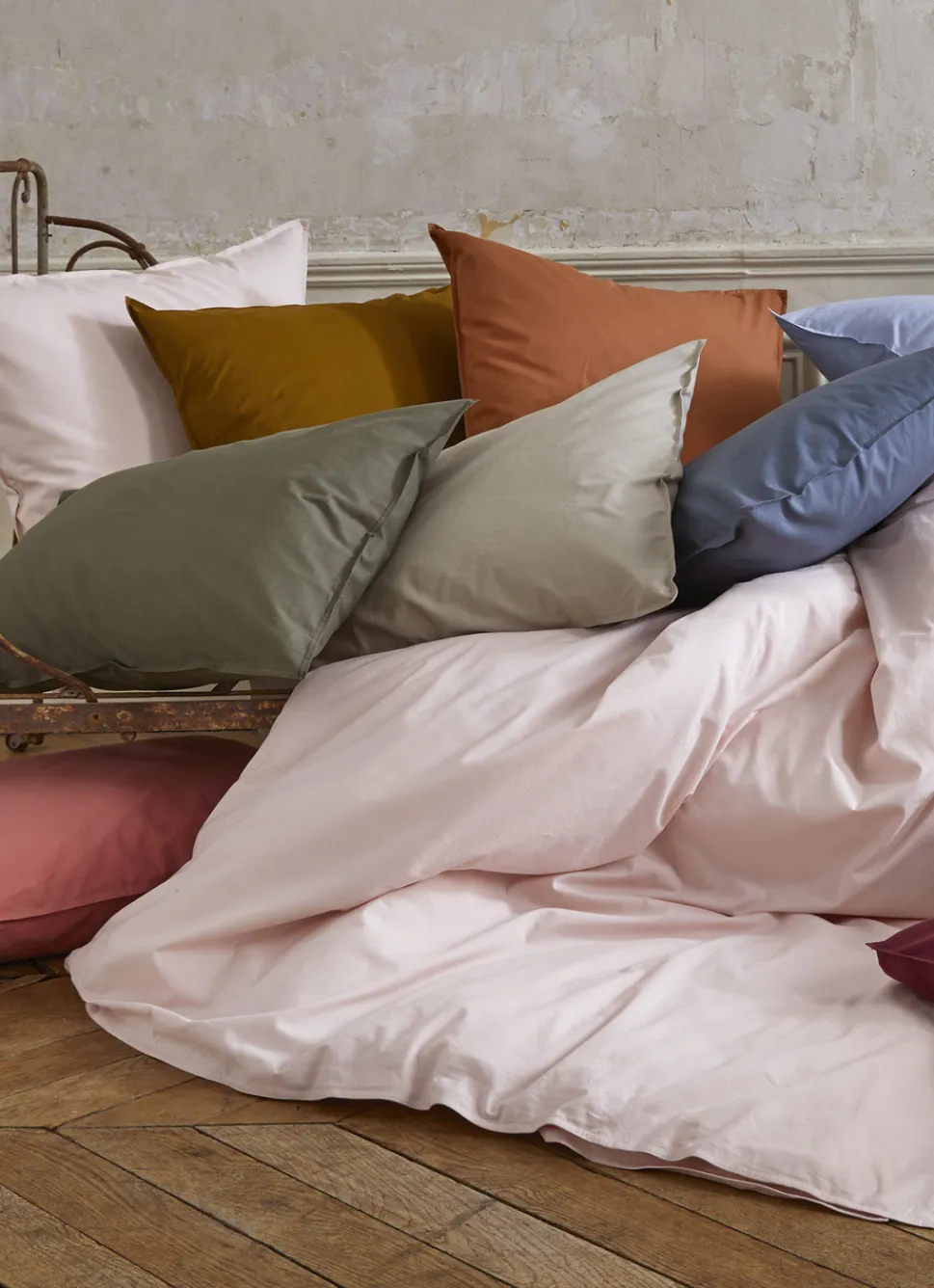 Outlet Bouchara HOUSSE DE COUETTE UNIE EN COTON LAVÉ BIO ROSE