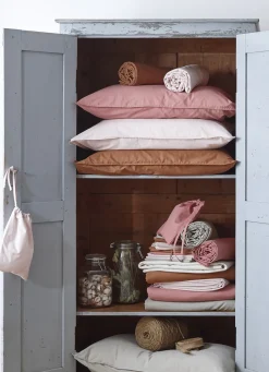 Outlet Bouchara HOUSSE DE COUETTE UNIE EN COTON LAVÉ BIO ROSE