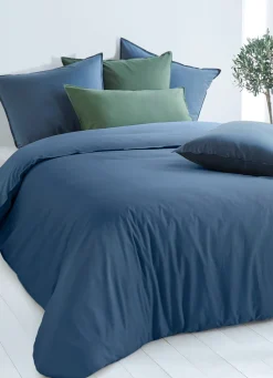 Sale Bouchara HOUSSE DE COUETTE UNIE EN COTON LAVÉ BIO GRIS BLEU
