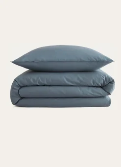 Sale Bouchara HOUSSE DE COUETTE UNIE EN COTON LAVÉ BIO GRIS BLEU