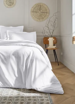 Best Bouchara HOUSSE DE COUETTE UNIE EN PERCALE DE COTON BLANC