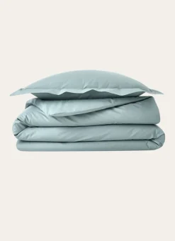 Best Bouchara HOUSSE DE COUETTE UNIE EN PERCALE DE COTON VERT DE GRIS