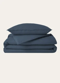 Sale Bouchara HOUSSE DE COUETTE UNIE EN COTON LAVÉ BIO BLEU ORAGE