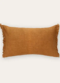 New Bouchara HOUSSE DE COUSSIN À FRANGES COTON ET LIN JAUNE