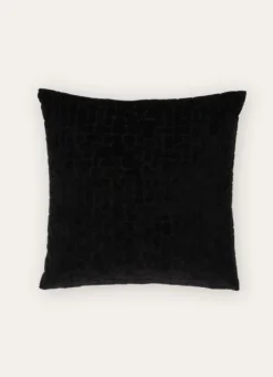 Discount Bouchara HOUSSE DE COUSSIN VELOURS MOTIFS JACQUARD Noir