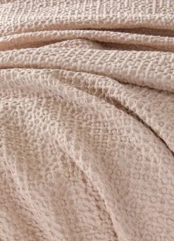 Outlet Bouchara JETÉ DE LIT EN COTON LAVÉ NID D'ABEILLE SABLE