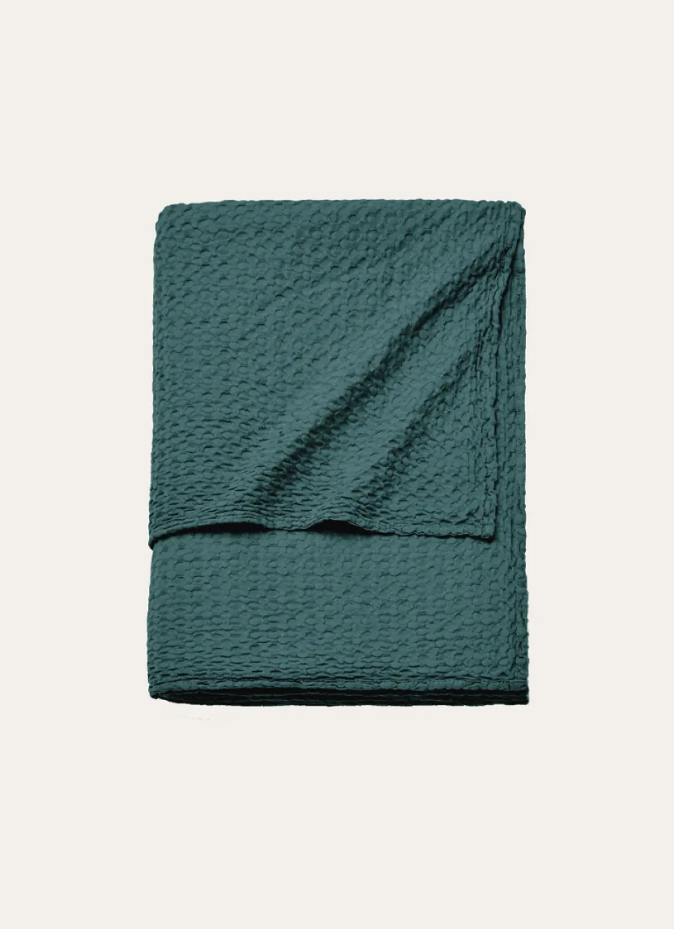 Bouchara JETÉ DE LIT EN COTON LAVÉ NID D'ABEILLE VERT FONCE