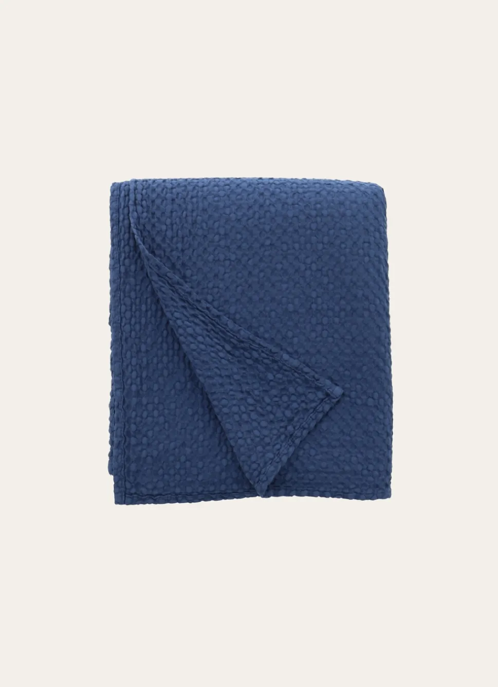 Online Bouchara JETÉ DE LIT EN COTON LAVÉ NID D'ABEILLE MARINE