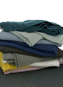 Discount Bouchara JETÉ DE LIT EN COTON LAVÉ NID D'ABEILLE ANTHRACITE