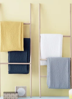 Sale Bouchara JETÉ DE LIT EN COTON LAVÉ NID D'ABEILLE BLANC