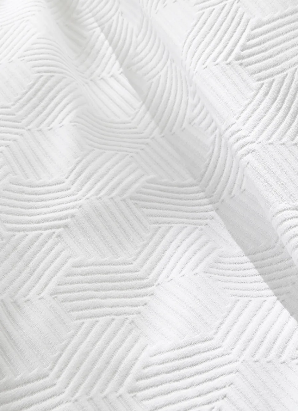 Sale Bouchara JETÉ DE LIT JACQUARD EN COTON MOTIFS GÉOMÉTRIQUE BLANC