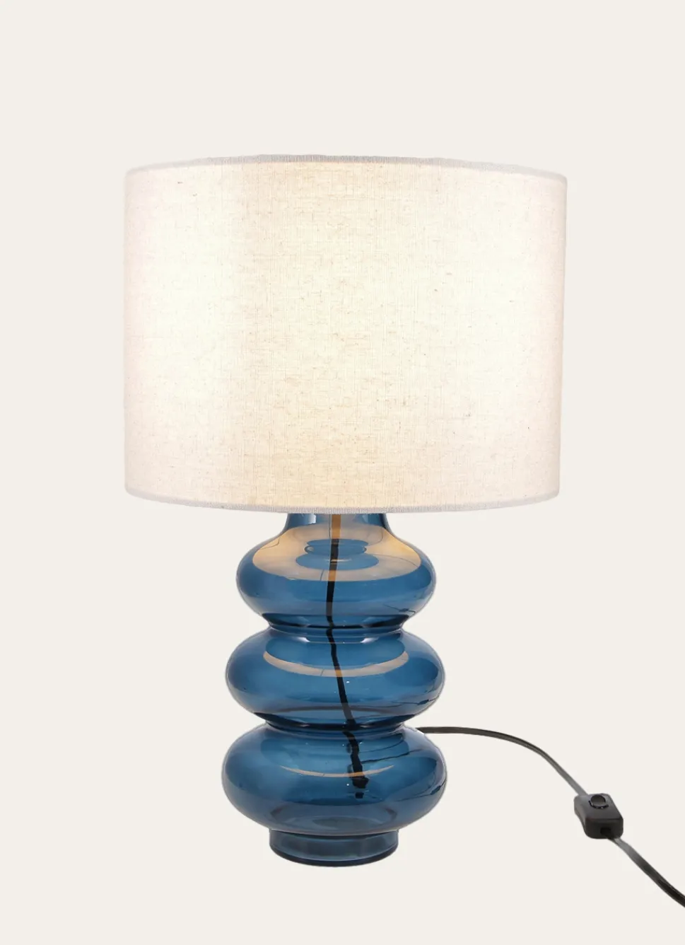 Bouchara LAMPE AVEC PIED EN VERRE TRANSPARENT COLORÉ BLEU