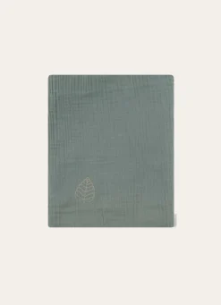 Sale Bouchara LANGE UNI EN GAZE DE COTON BRODERIE FEUILLE MOUSSE