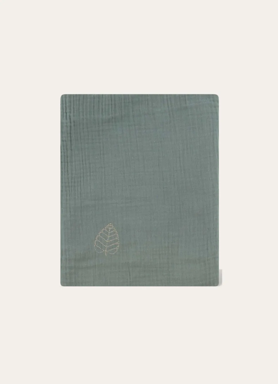 Sale Bouchara LANGE UNI EN GAZE DE COTON BRODERIE FEUILLE MOUSSE