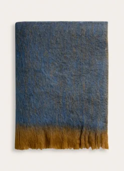 Bouchara LARGE PLAID À CARREAUX EFFET MOHAIR BLEU