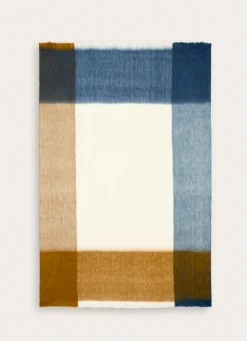 Bouchara LARGE PLAID À CARREAUX EFFET MOHAIR BLEU