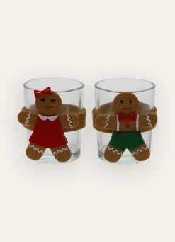 Online Bouchara LOT 2 PHOTOPHORES DE NOËL MR & MME PAIN D'ÉPICES BRUN