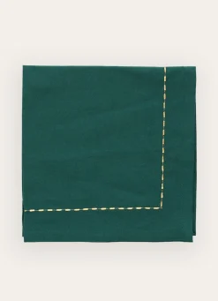 Best Bouchara LOT DE 2 SERVIETTES DE TABLE BRODÉES FILS DORÉS VERT