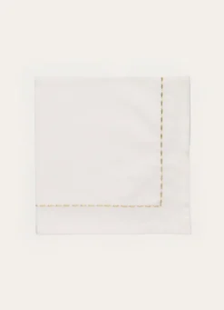 New Bouchara LOT DE 2 SERVIETTES DE TABLE BRODÉES FILS DORÉS BLANC