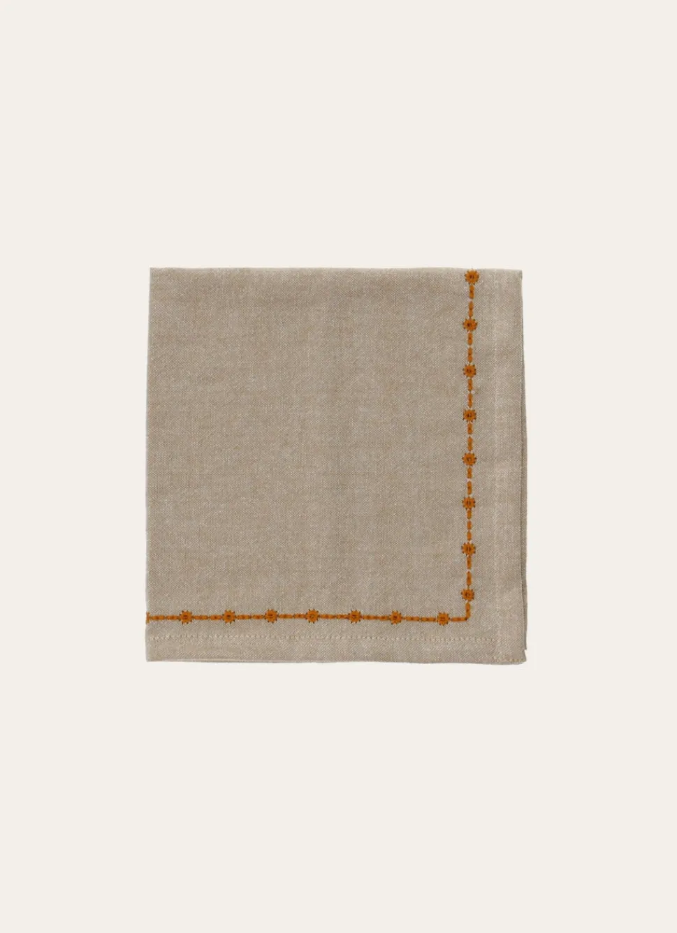 Clearance Bouchara LOT DE 2 SERVIETTES DE TABLE BRODÉES BEIGE/ORANGE