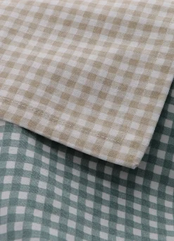 New Bouchara LOT DE 2 SERVIETTES DE TABLE EN COTON VICHY BEIGE