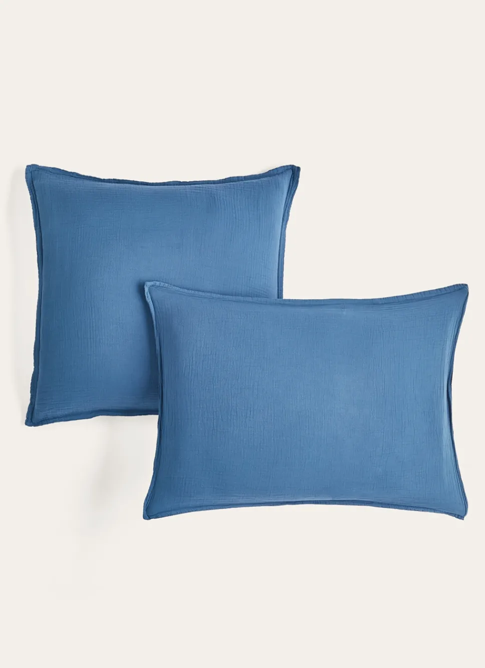 New Bouchara LOT DE 2 TAIES D'OREILLER DOUBLE GAZE DE COTON INDIGO
