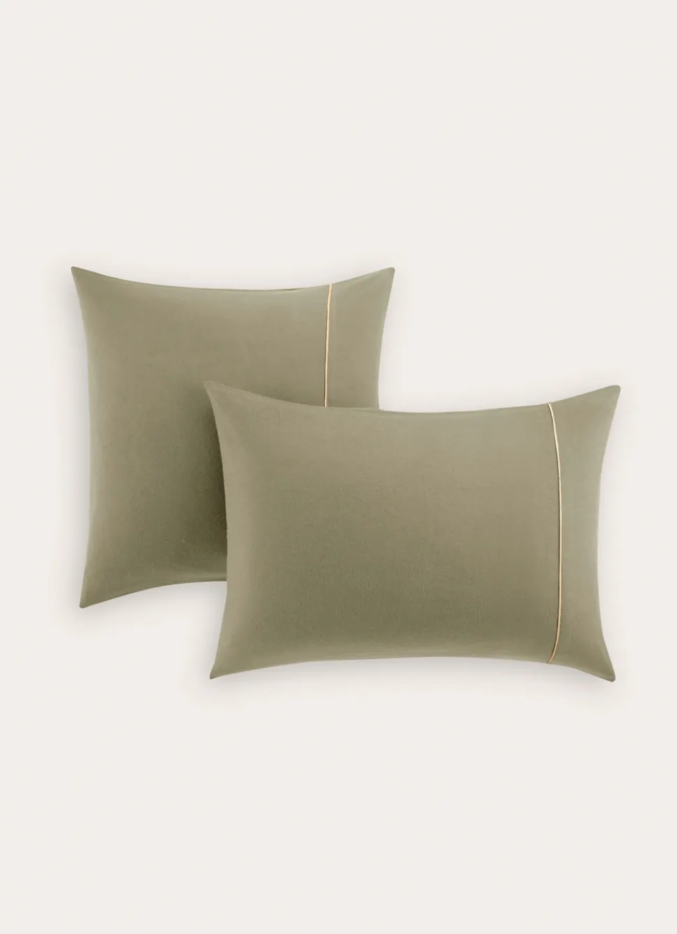 Hot Bouchara LOT DE 2 TAIES D'OREILLER EN FLANELLE UNIE RAGOON VERT KAKI