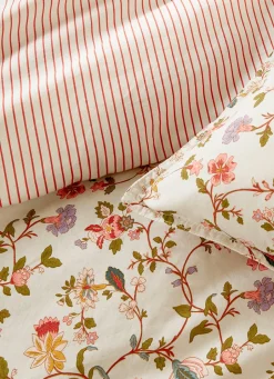 New Bouchara LOT DE 2 TAIES D’OREILLER EN COTON LAVÉ FLEURIE BLANC CASSÉ