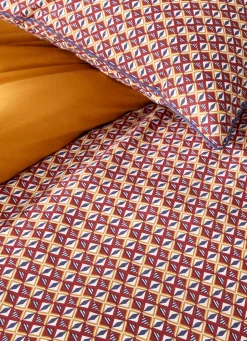 New Bouchara LOT DE 2 TAIES D'OREILLER IMPRIMÉ GÉOMÉTRIQUE BORDEAUX