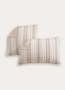 Discount Bouchara LOT DE 2 TAIES D’OREILLER IMPRIMÉ RAYURES CHEVRONS BEIGE CLAIR