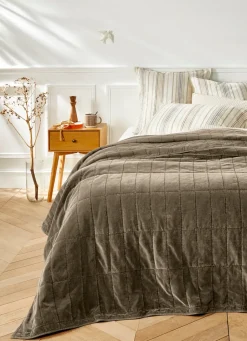 Discount Bouchara LOT DE 2 TAIES D’OREILLER IMPRIMÉ RAYURES CHEVRONS BEIGE CLAIR