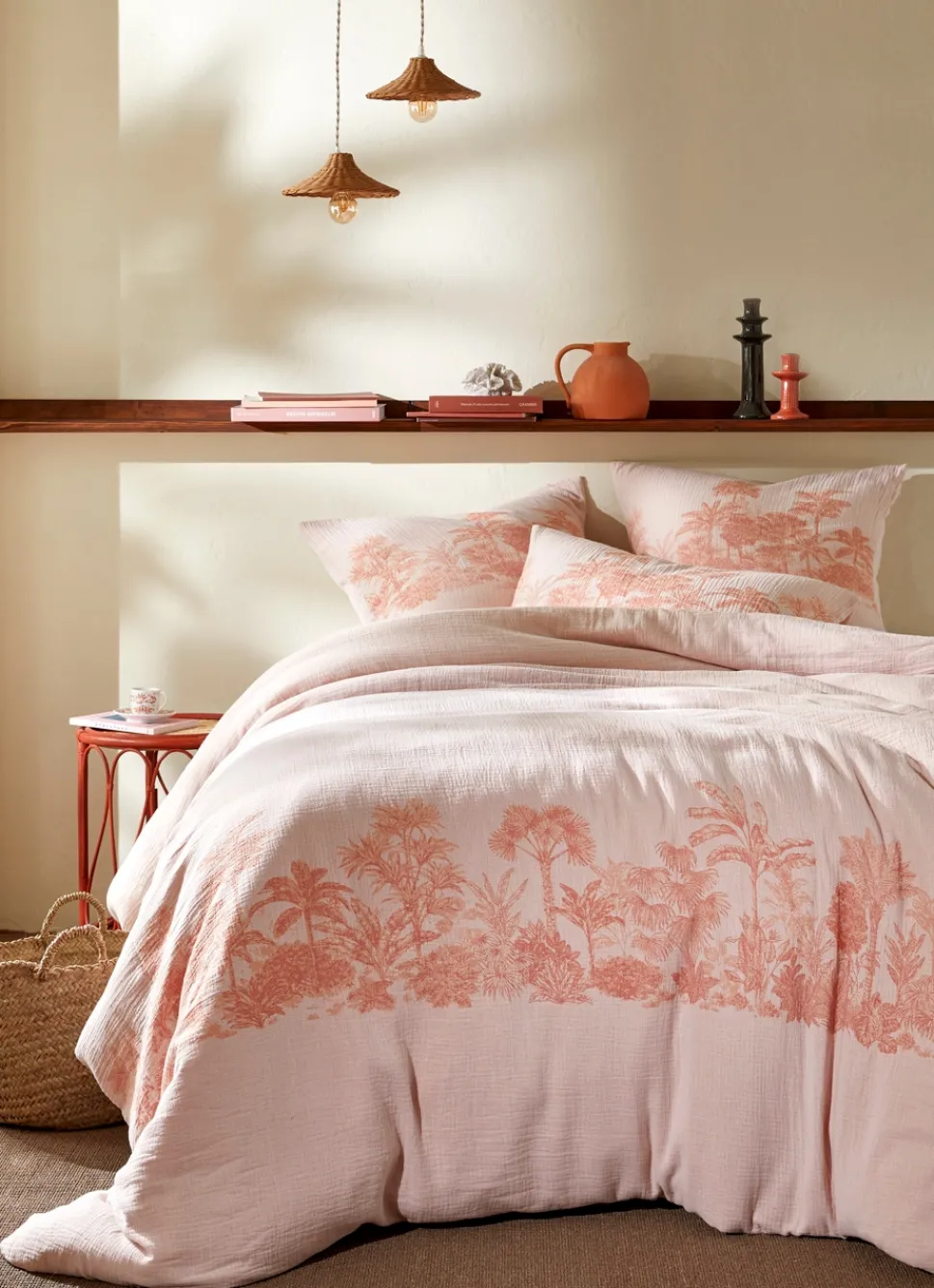 Outlet Bouchara LOT DE 2 TAIES DOUBLE GAZE DE COTON GAMBIER TERRACOTTA