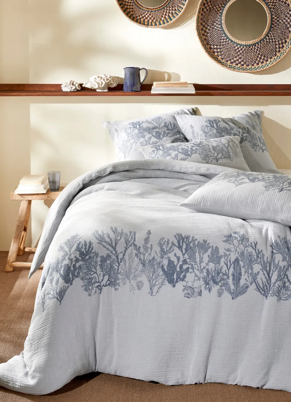 Outlet Bouchara LOT DE 2 TAIES EN DOUBLE GAZE DE COTON GUAM BLEU