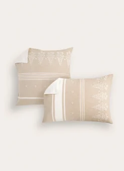 Hot Bouchara LOT DE 2 TAIES EN LIN & COTON BRODERIE FLORALE SABLE