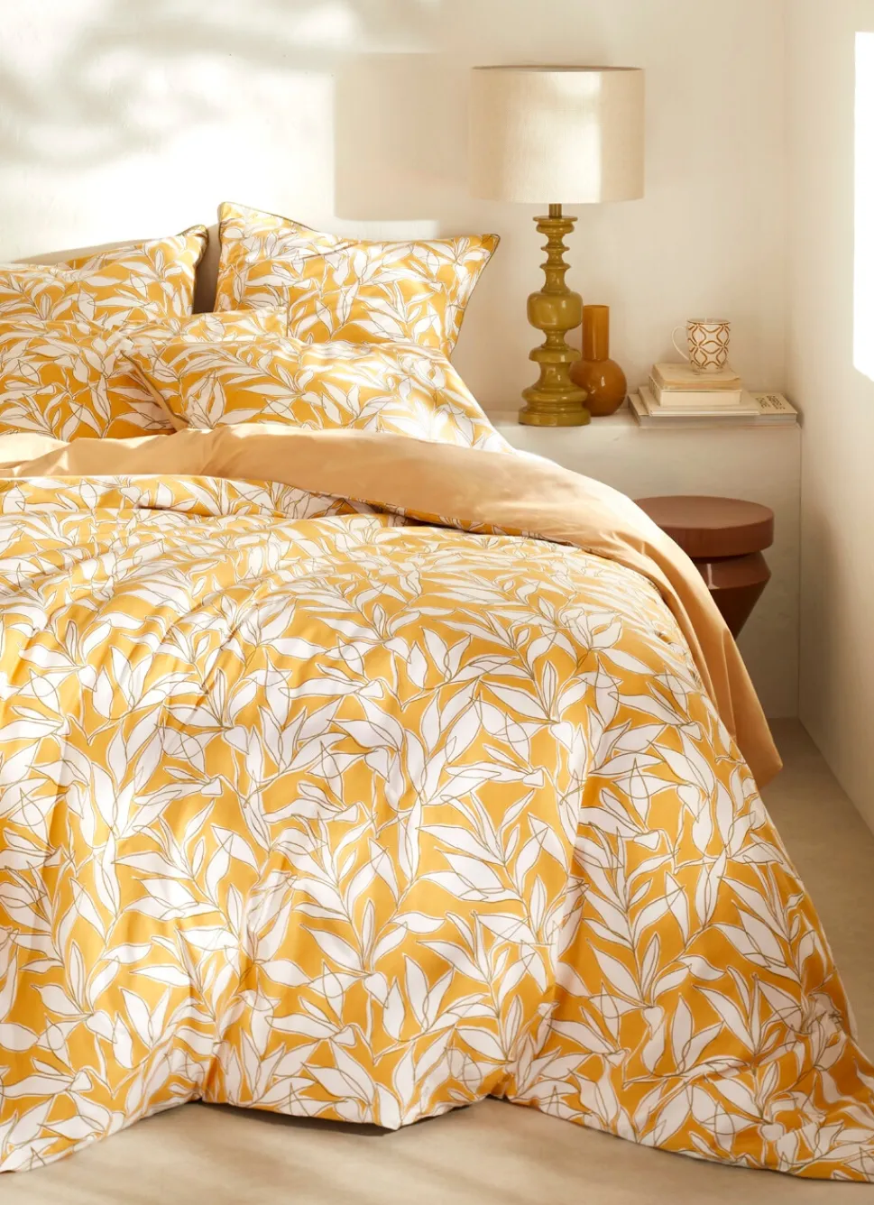 Bouchara LOT DE 2 TAIES EN PERCALE IMPRIMÉES VÉGÉTAL MAÏS