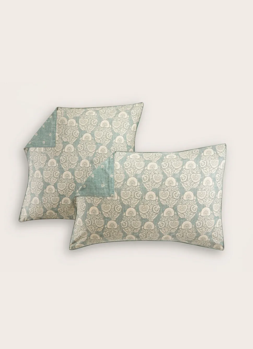 Clearance Bouchara LOT DE 2 TAIES EN SATIN IMPRIMÉ INDIEN THALER BLEU CLAIR