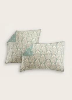 Clearance Bouchara LOT DE 2 TAIES EN SATIN IMPRIMÉ INDIEN THALER BLEU CLAIR