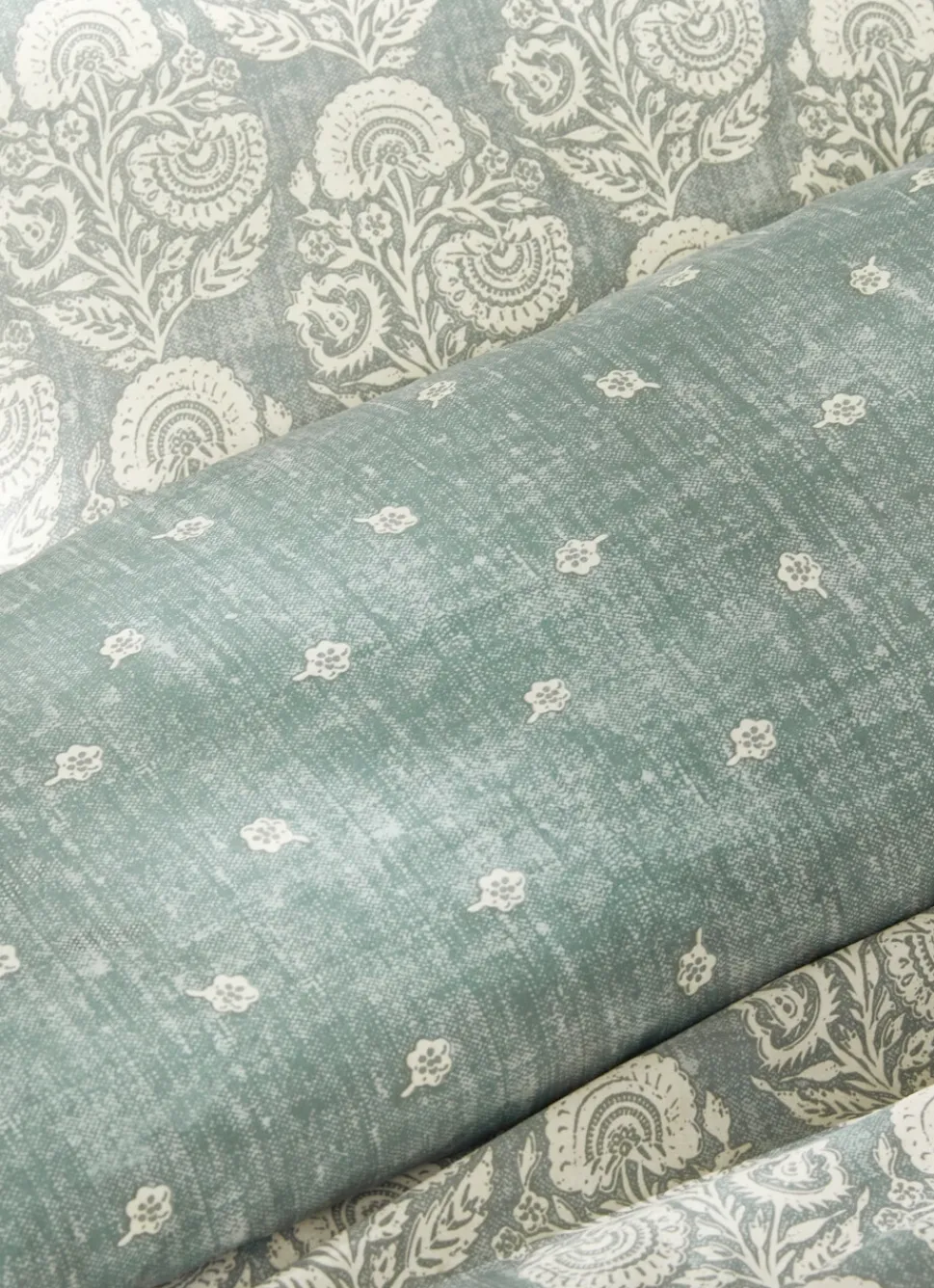 Clearance Bouchara LOT DE 2 TAIES EN SATIN IMPRIMÉ INDIEN THALER BLEU CLAIR