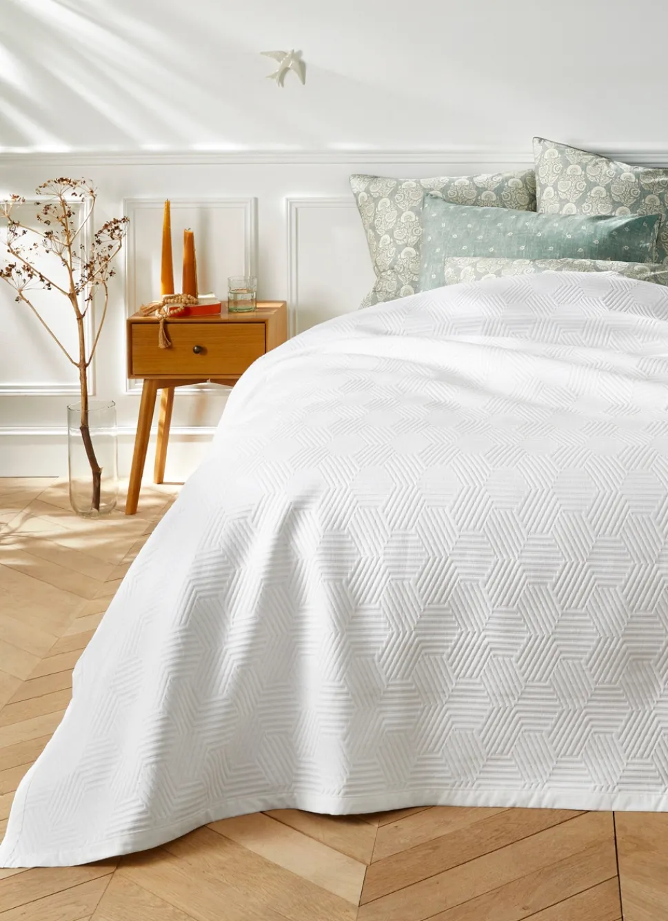 Clearance Bouchara LOT DE 2 TAIES EN SATIN IMPRIMÉ INDIEN THALER BLEU CLAIR