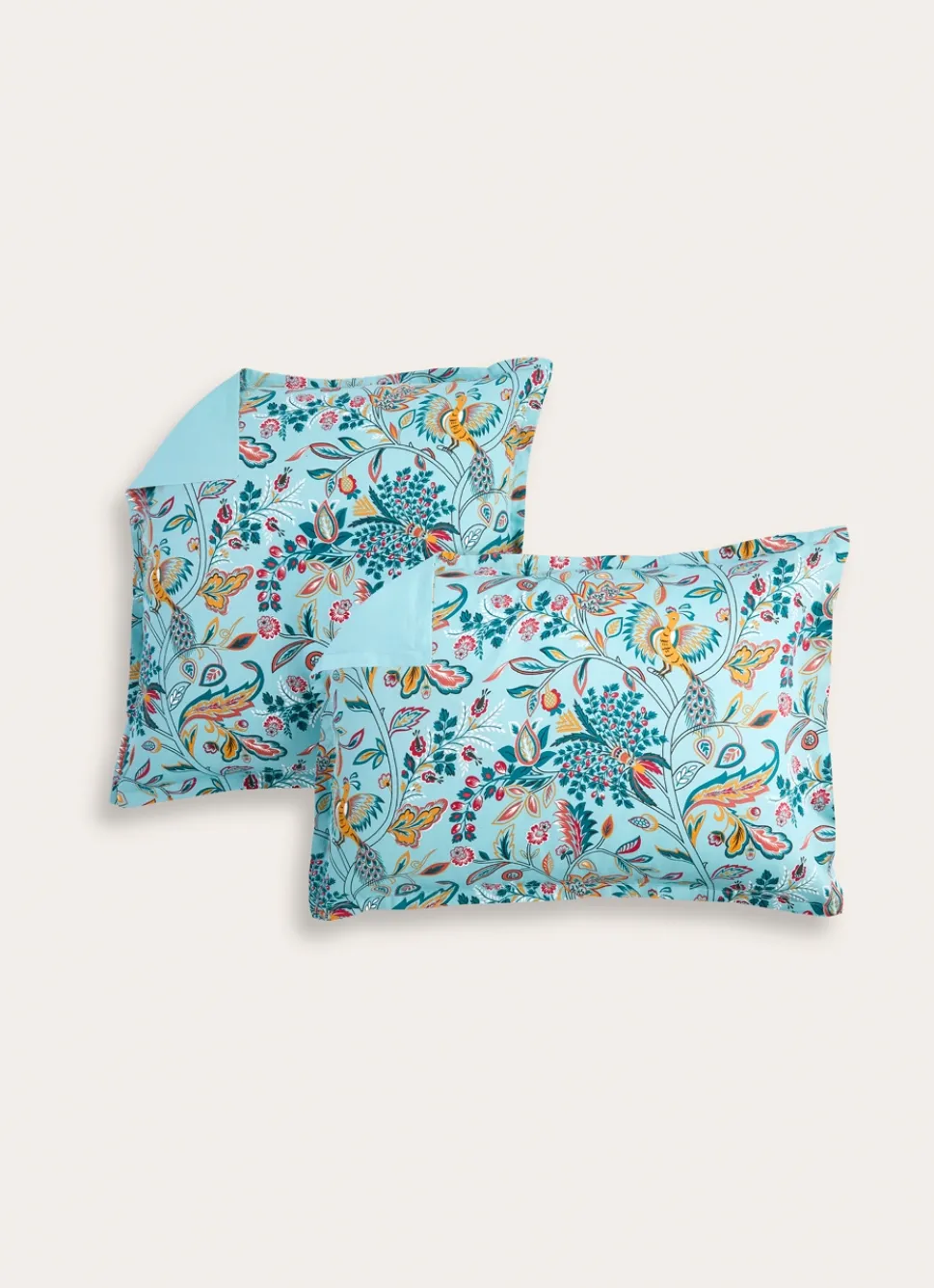 Hot Bouchara LOT DE 2 TAIES EN SATIN MOTIF FLORAL GAIA BLEU