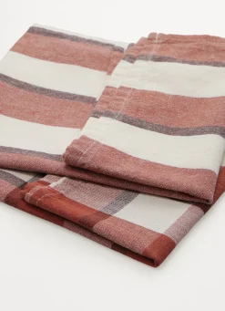 Best Bouchara LOT DE 2 TORCHONS CARREAUX & RAYURES BRIQUE