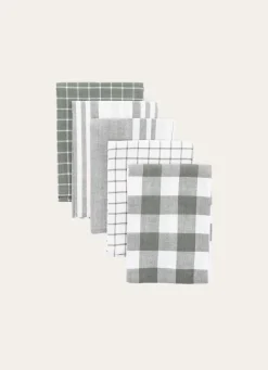 Hot Bouchara LOT DE 5 TORCHONS EN COTON VERT SAUGE